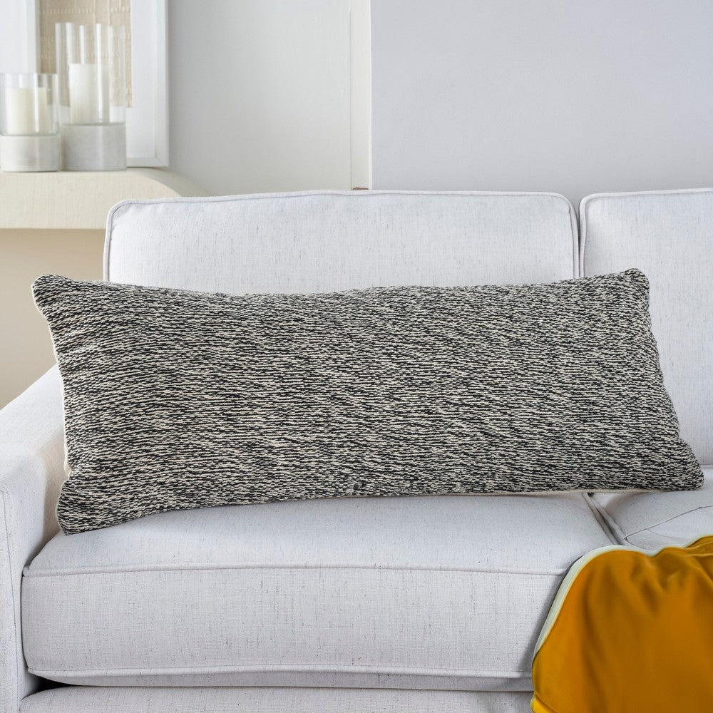 Ruff Lumbar Accent Throw Pillow, 16x36, Textured Gray Recycled Fabric