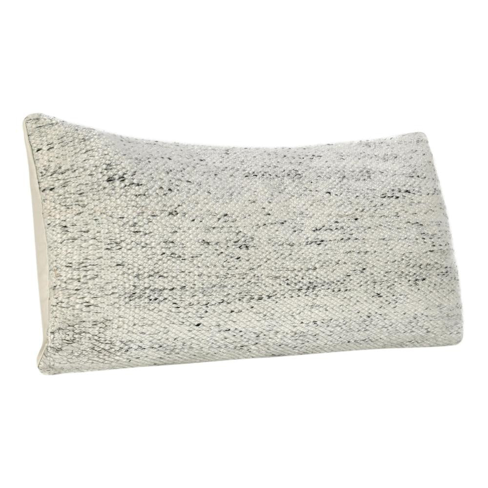 Ruff Lumbar Accent Throw Pillow 16x36 Textured Ivory Recycled Fabric