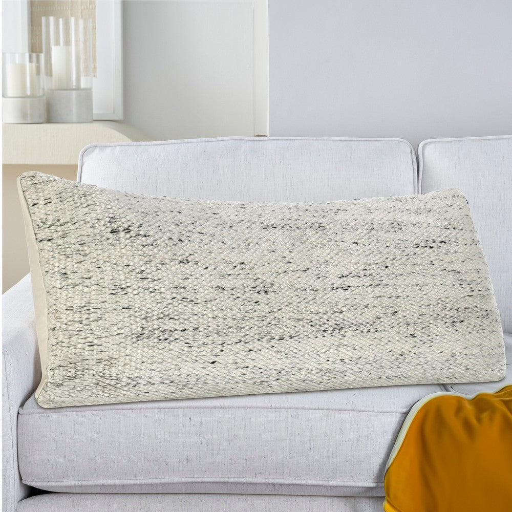 Ruff Lumbar Accent Throw Pillow, 16x36, Textured Ivory Recycled Fabric
