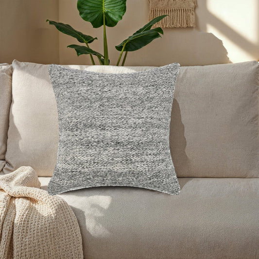 Ruff Square Accent Throw Pillow, 26 Inch, Gray Texture Recycled Fabric