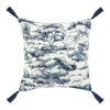 Wod Square Accent Throw Pillow, 22 Inch Blue Toile, Ivory Cotton Blend