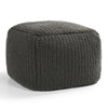 Square Pouf Ottoman 18 Inch Handwoven Knitted Dark Gray Polyester BM331943