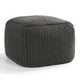 Square Pouf Ottoman 18 Inch Handwoven Knitted Dark Gray Polyester BM331943