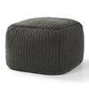 Square Pouf Ottoman 18 Inch Handwoven Knitted Dark Gray Polyester BM331943