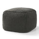 Square Pouf Ottoman 18 Inch Handwoven Knitted Dark Gray Polyester BM331943