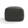 Square Pouf Ottoman, 18 Inch Handwoven Knitted Dark Gray Polyester