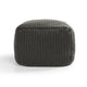 Square Pouf Ottoman, 18 Inch Handwoven Knitted Dark Gray Polyester
