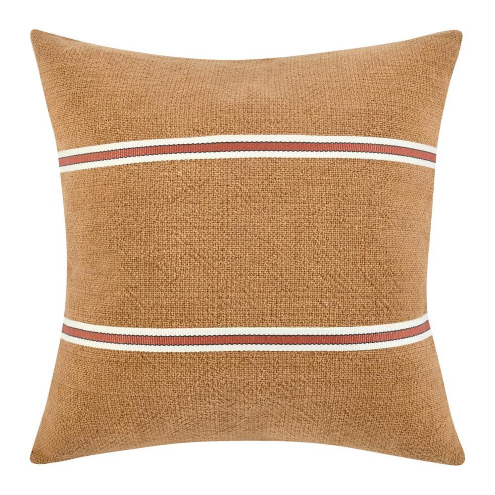 Square Accent Throw Pillow, 22 Inch Cotton and Linen, Chestnut Brown