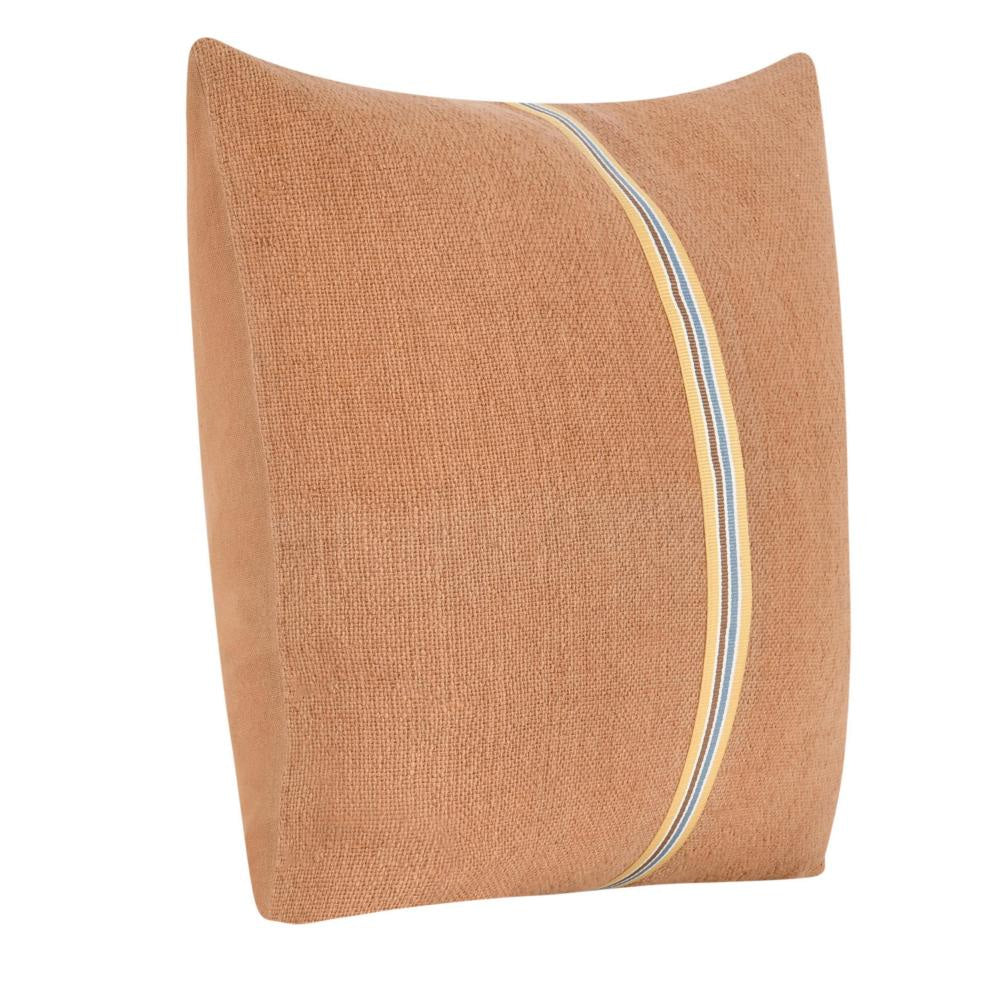 Square Accent Throw Pillow 22 Inch Striped Brown Cotton Linen Blend BM331945