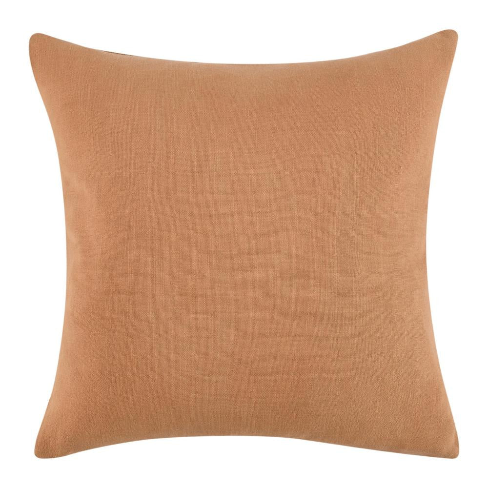 Square Accent Throw Pillow 22 Inch Striped Brown Cotton Linen Blend BM331945