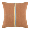 Square Accent Throw Pillow, 22 Inch Striped Brown Cotton Linen Blend