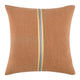Square Accent Throw Pillow, 22 Inch Striped Brown Cotton Linen Blend