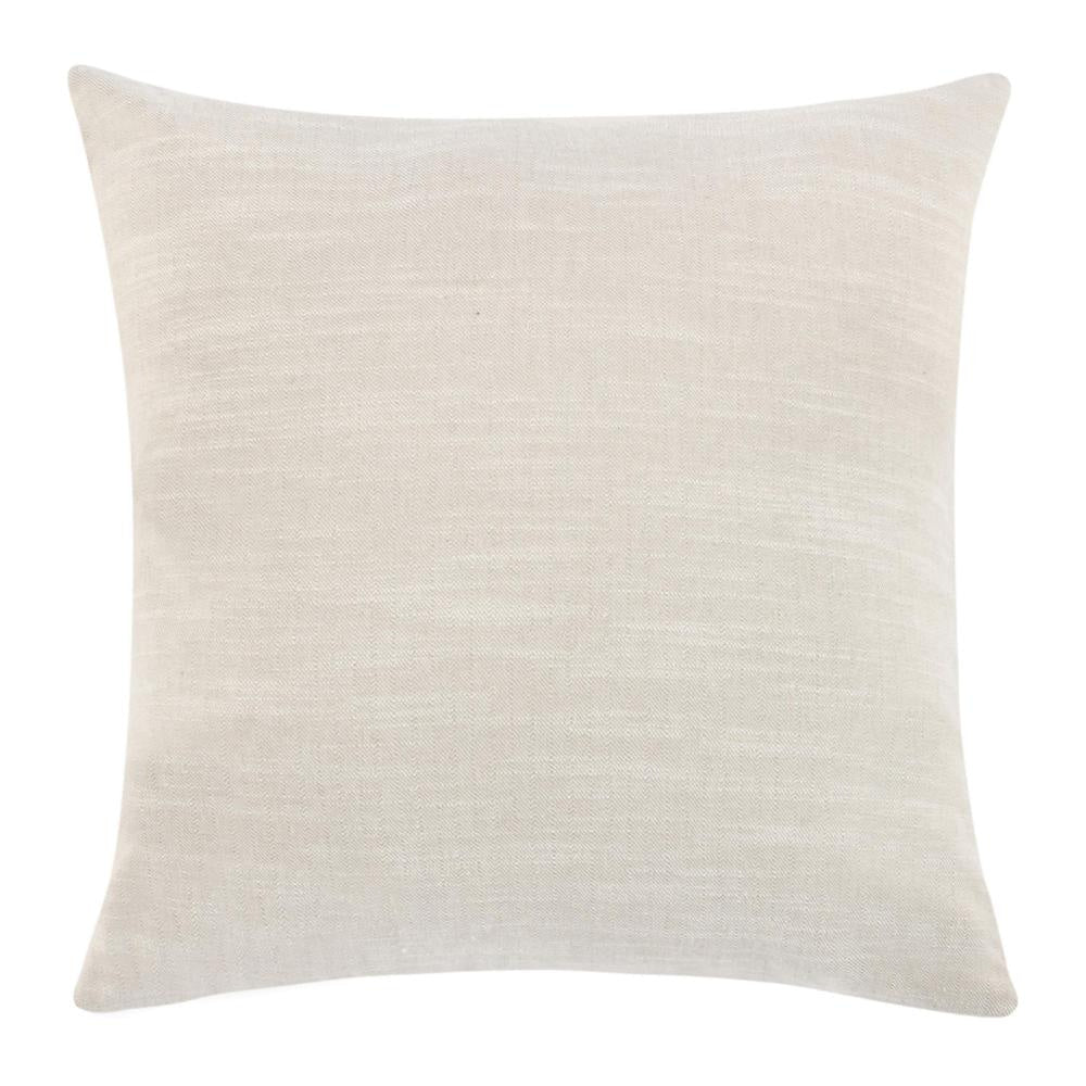 Square Accent Throw Pillow 22 Inch Ivory Cotton Brown Leather Jute BM331946