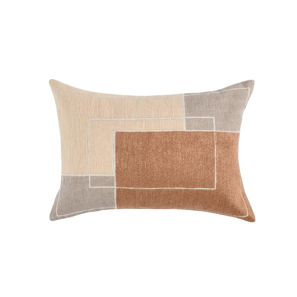 Lumbar Accent Throw Pillow, 14 x 20, Ivory, Belgian Linen, Brown