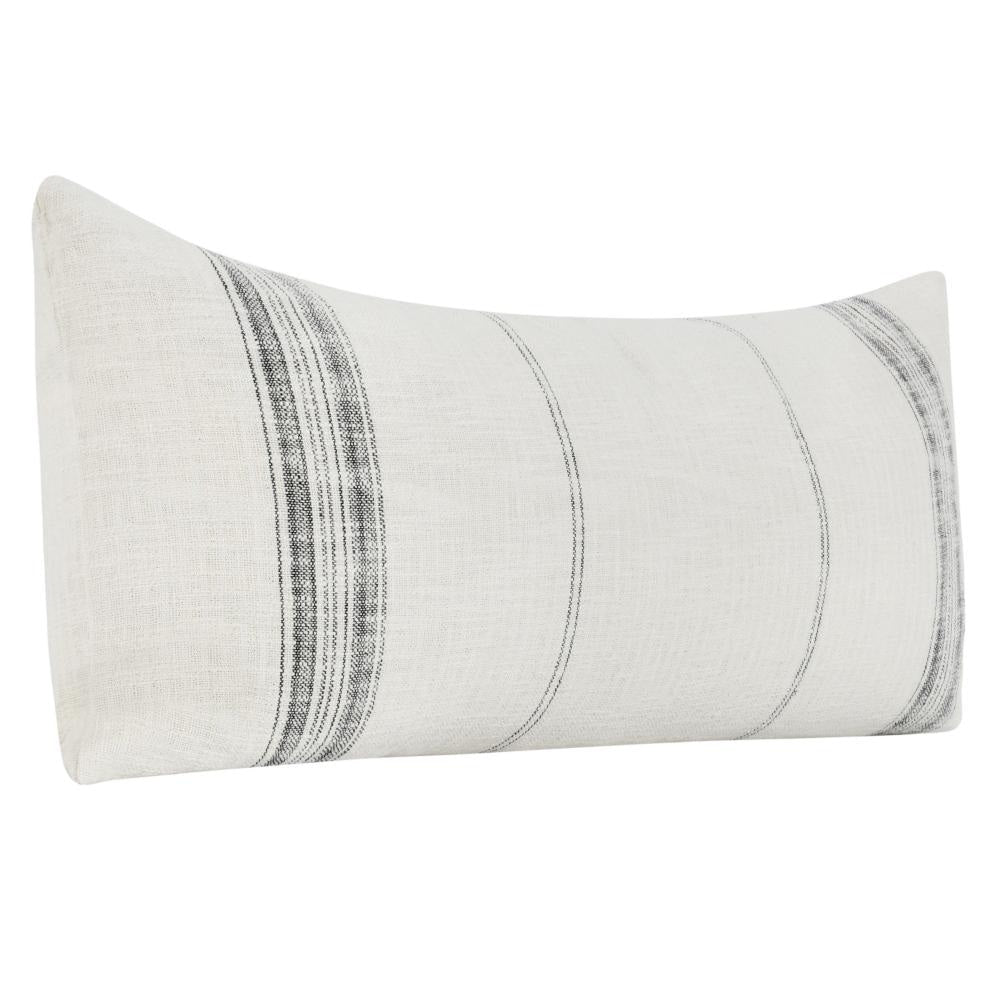 Rae Lumbar Accent Throw Pillow 16x36 Textured Striped Ivory Cotton BM331948
