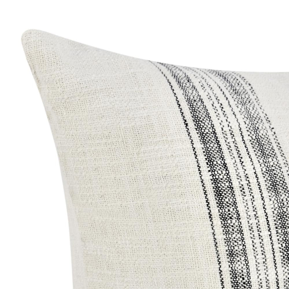 Rae Lumbar Accent Throw Pillow 16x36 Textured Striped Ivory Cotton BM331948
