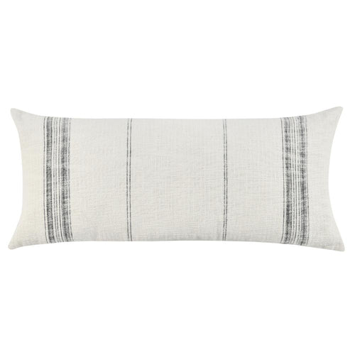Rae Lumbar Accent Throw Pillow, 16x36 Textured Striped Ivory Cotton