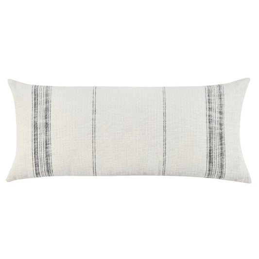 Rae Lumbar Accent Throw Pillow, 16x36 Textured Striped Ivory Cotton