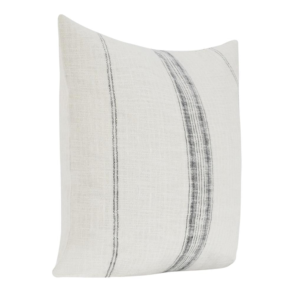 Rae Square Accent Throw Pillow 22 Inch Textured Ivory Cotton Striped BM331949