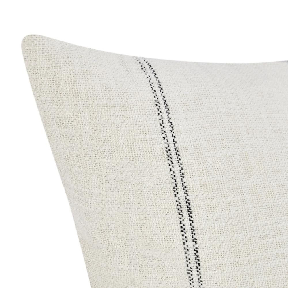 Rae Square Accent Throw Pillow 22 Inch Textured Ivory Cotton Striped BM331949