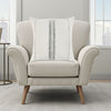 Rae Square Accent Throw Pillow, 22 Inch Textured Ivory Cotton, Striped