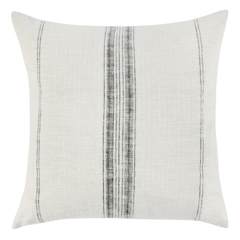 Rae Square Accent Throw Pillow, 22 Inch Textured Ivory Cotton, Striped