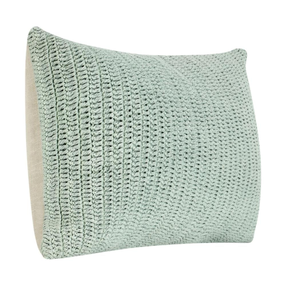 Lumbar Accent Throw Pillow 14 x 26 Green Linen Hand Knit Texture BM331950