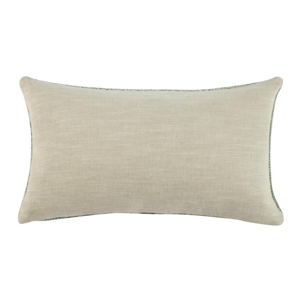 Lumbar Accent Throw Pillow 14 x 26 Green Linen Hand Knit Texture BM331950