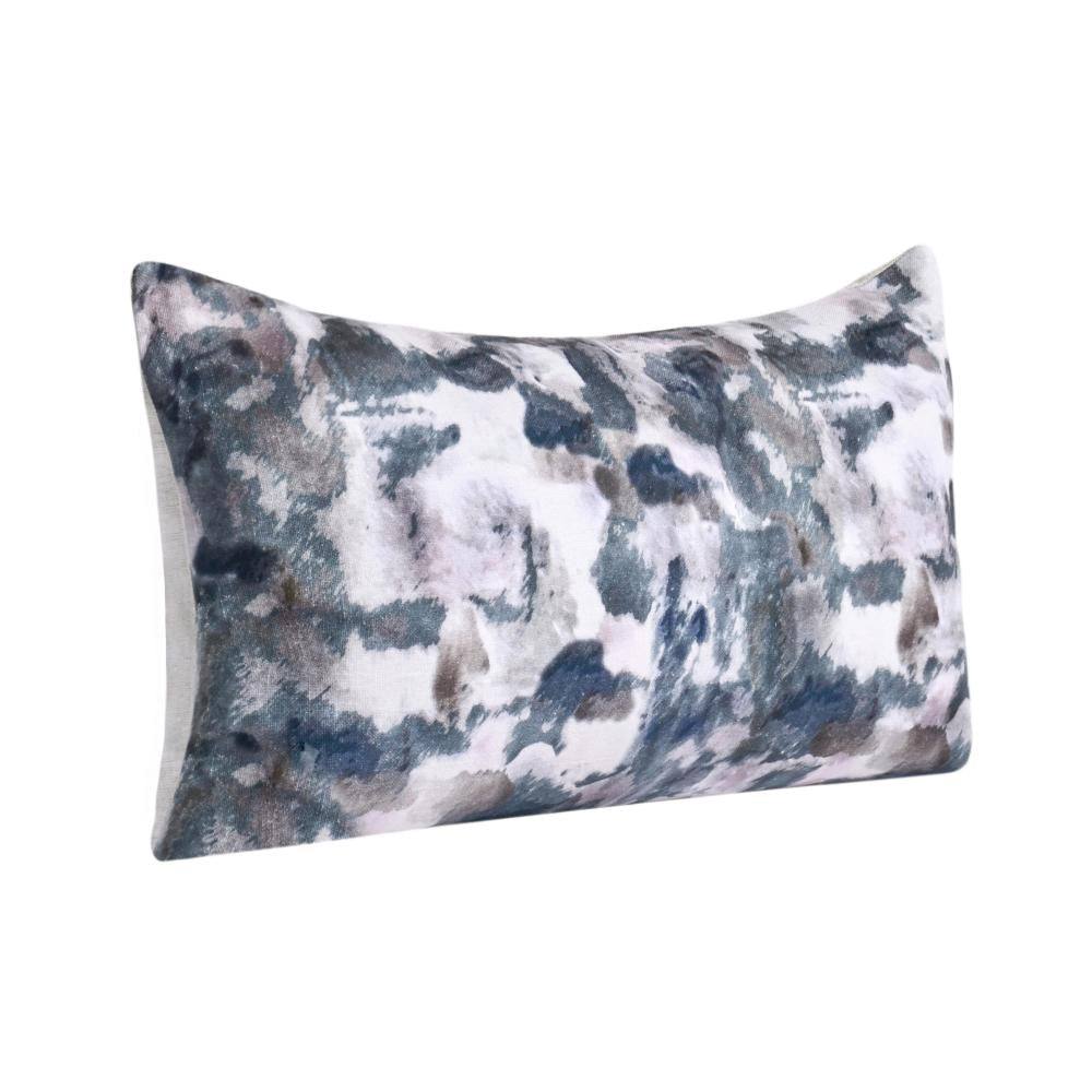 Lumbar Accent Throw Pillow 14x26 Cotton Linen Blue Watercolor Print BM331951