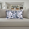 Lumbar Accent Throw Pillow, 14x26, Cotton Linen, Blue Watercolor Print