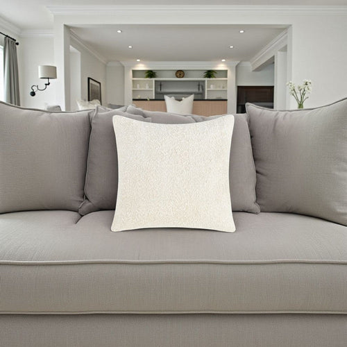 Sue Square Accent Throw Pillow, 22 Inch Ivory Cotton Blend Textured