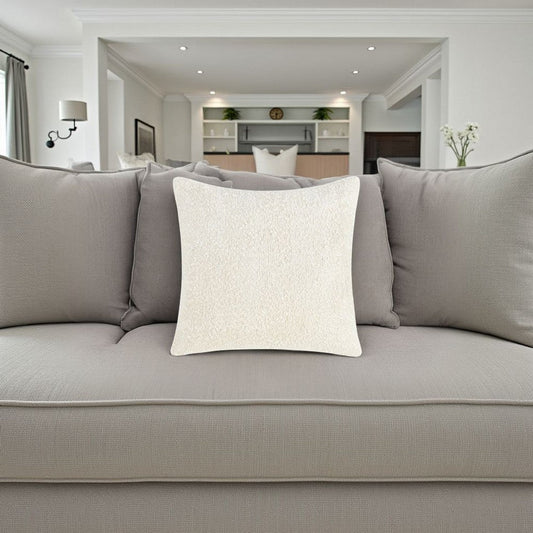 Sue Square Accent Throw Pillow, 22 Inch Ivory Cotton Blend Textured