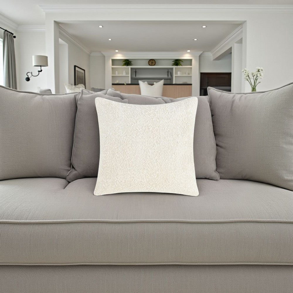 Sue Square Accent Throw Pillow, 22 Inch Ivory Cotton Blend Textured