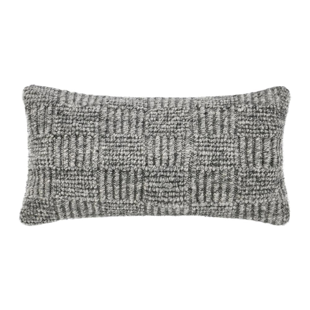 Slick Lumbar Accent Throw Pillow, 14x26, Gray Recycled Textured Fabric