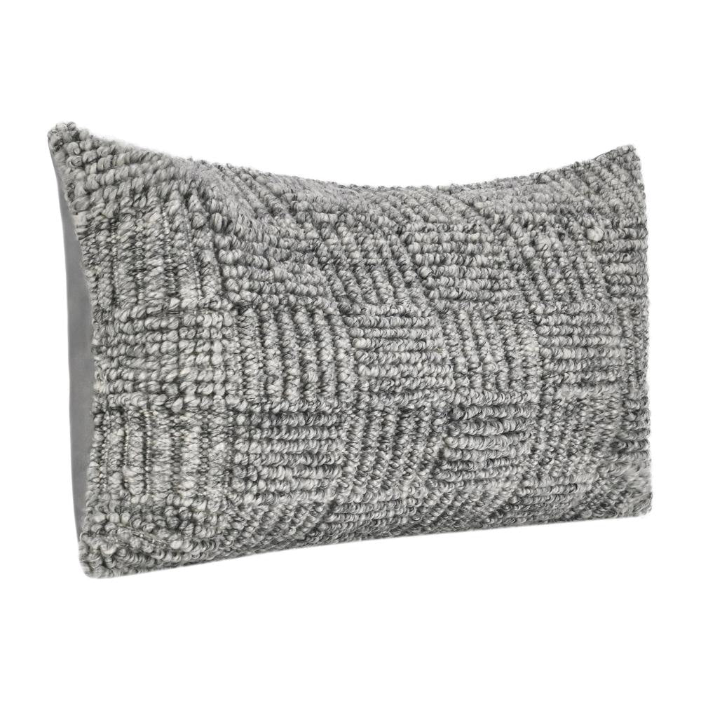 Slick Lumbar Accent Throw Pillow 14x26 Gray Recycled Textured Fabric