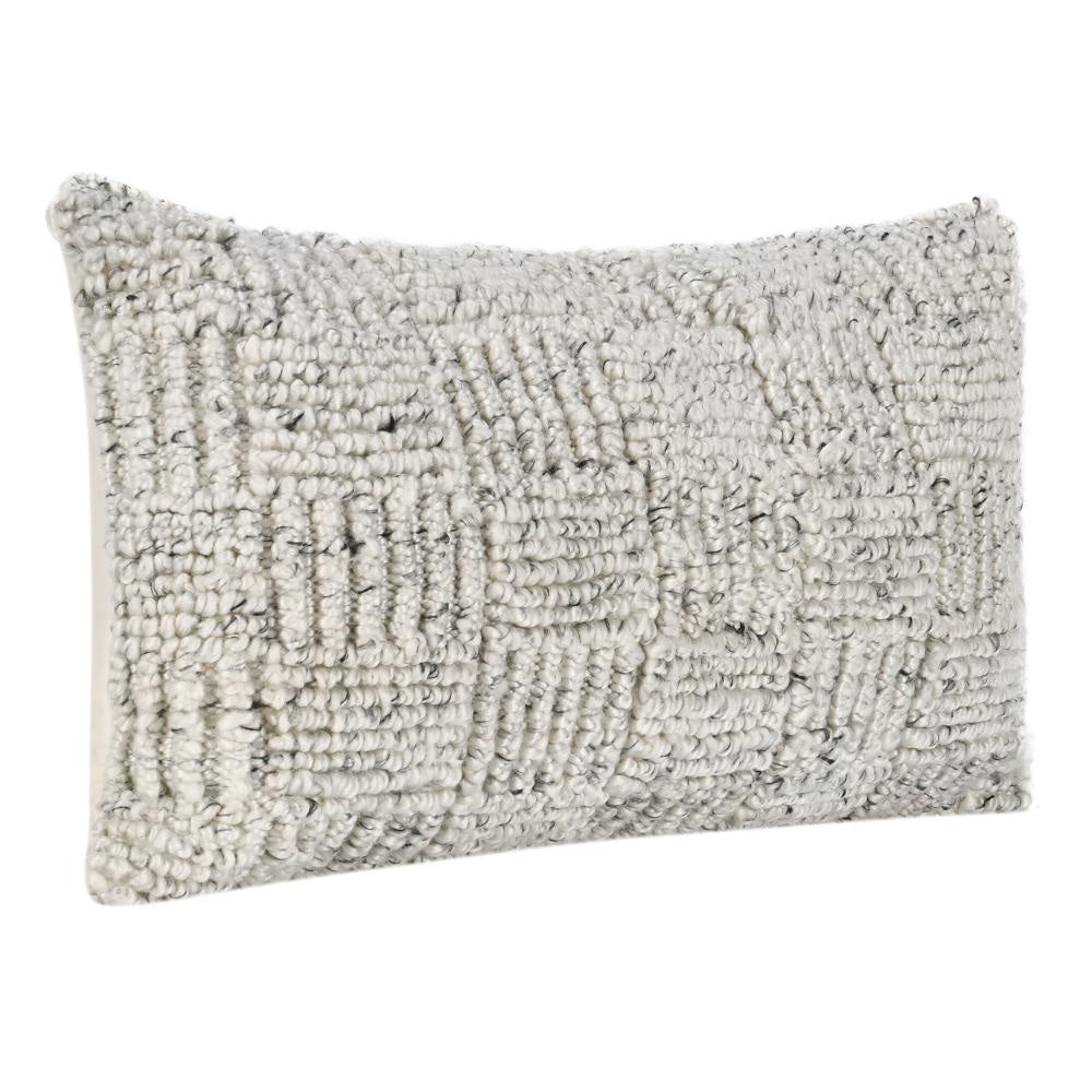 Slick Lumbar Accent Throw Pillow 14x26 Ivory Recycled Textured Fabric