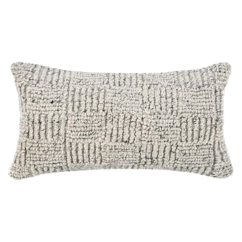 Slick Lumbar Accent Throw Pillow, 14x26 Ivory Recycled Textured Fabric