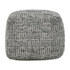 Slick Outdoor Pouf Ottoman, 18 Inch Handwoven Recycled Gray Fabric