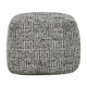 Slick Outdoor Pouf Ottoman, 18 Inch Handwoven Recycled Gray Fabric
