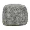 Slick Outdoor Pouf Ottoman 18 Inch Handwoven Recycled Gray Fabric BM331956