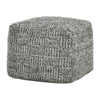 Slick Outdoor Pouf Ottoman, 18 Inch Handwoven Recycled Gray Fabric