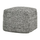 Slick Outdoor Pouf Ottoman, 18 Inch Handwoven Recycled Gray Fabric