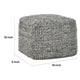 Slick Outdoor Pouf Ottoman, 18 Inch Handwoven Recycled Gray Fabric