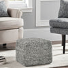 Slick Outdoor Pouf Ottoman, 18 Inch Handwoven Recycled Gray Fabric