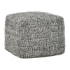 Slick Outdoor Pouf Ottoman, 18 Inch Handwoven Recycled Gray Fabric