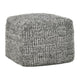 Slick Outdoor Pouf Ottoman, 18 Inch Handwoven Recycled Gray Fabric