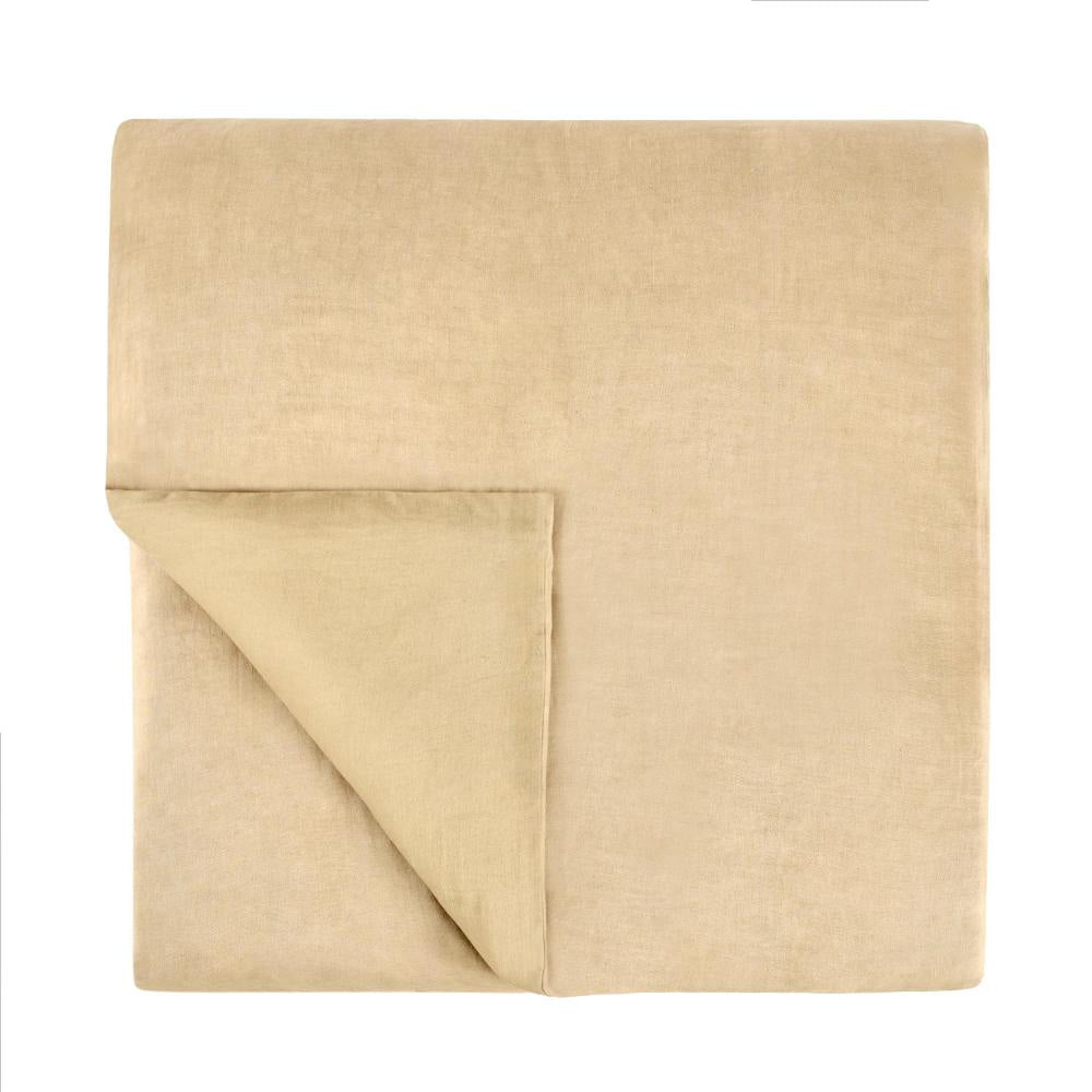 Paula King Size Duvet Soft Ochre Amber Stone Washed Hemp Cotton Back BM331959