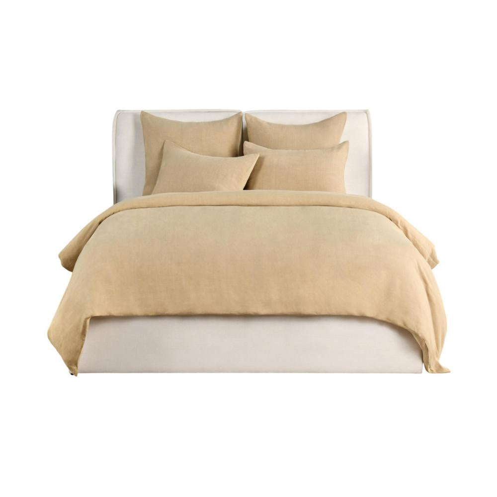 Paula King Size Duvet Soft Ochre Amber Stone Washed Hemp Cotton Back BM331959