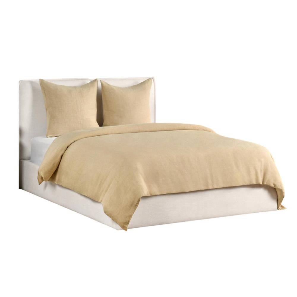 Paula King Size Duvet, Soft Ochre Amber Stone Washed Hemp, Cotton Back