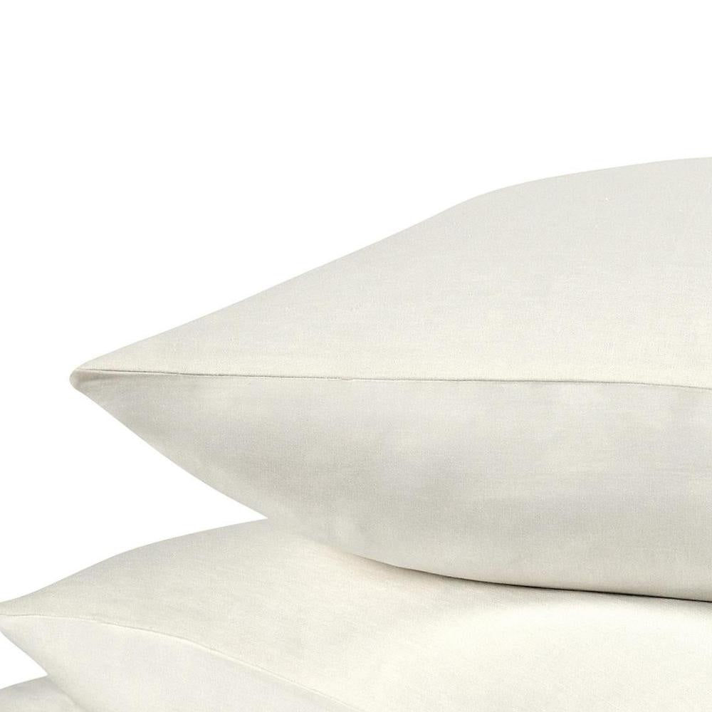 Paula 3 Piece King Duvet Set Ivory Soft Stone Washed Hemp Cotton BM331964